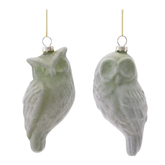 Melrose 4.75" Owl Glass Ornaments Set